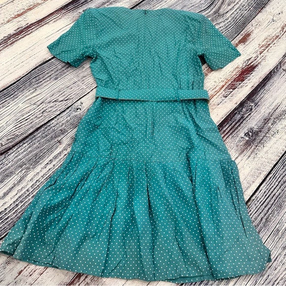 Vintage 90’s Teal Polka Dot Belted Dress “Blondie and Me” NWT​ - Picture 3 of 11